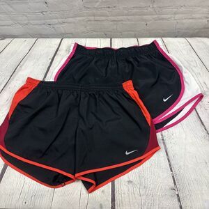 Nike Running Shorts Lot Of 2 Women’s Medium Lined Black Pink Red‎ Dri-Fit Active